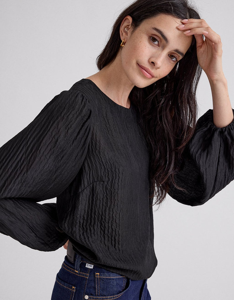 Unsubscribed Crinkle Silk Blouse