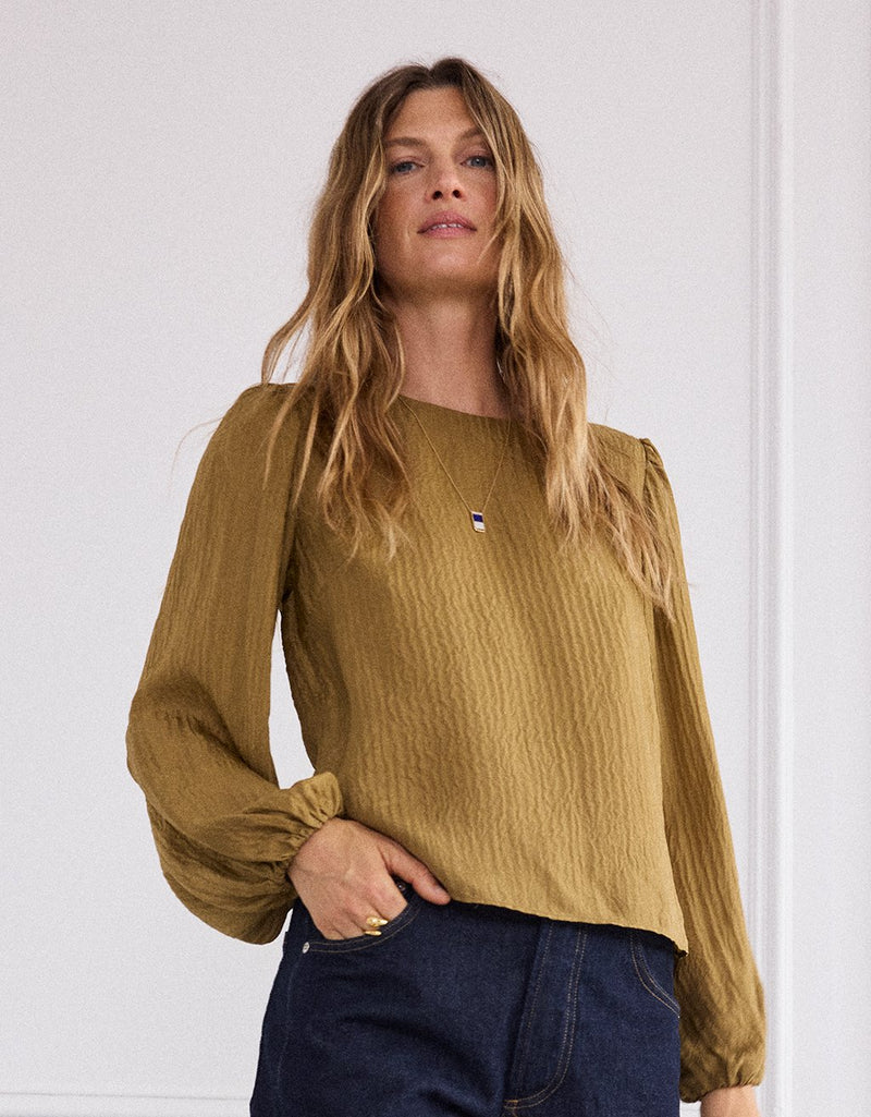 Unsubscribed Crinkle Silk Blouse