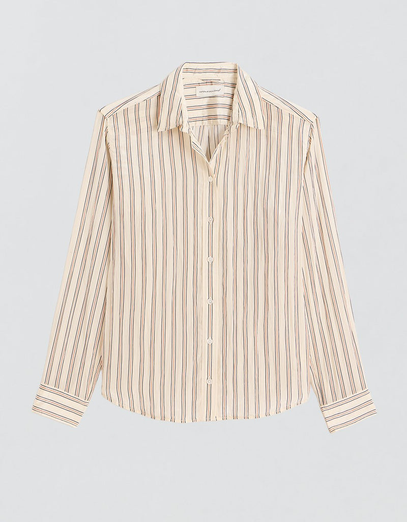 Unsubscribed Classic Boyfriend Shirt in Crinkle Stripe
