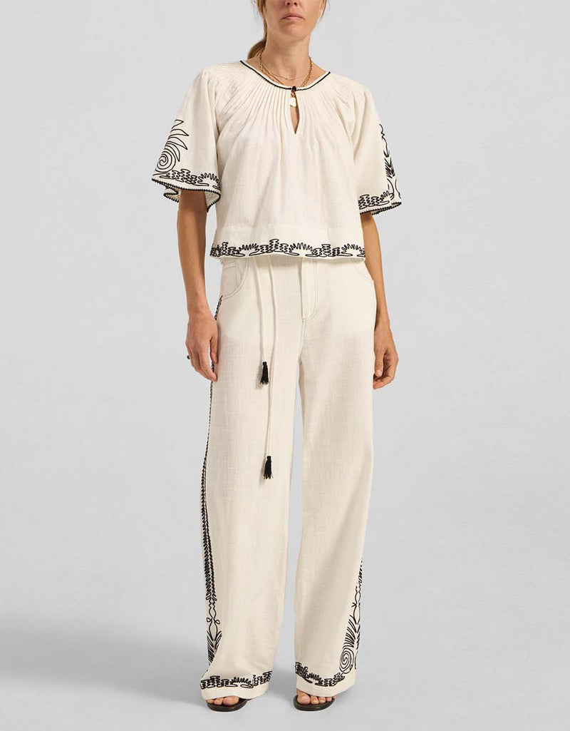 Ilio Nema Calliope Dori Embroidery Top