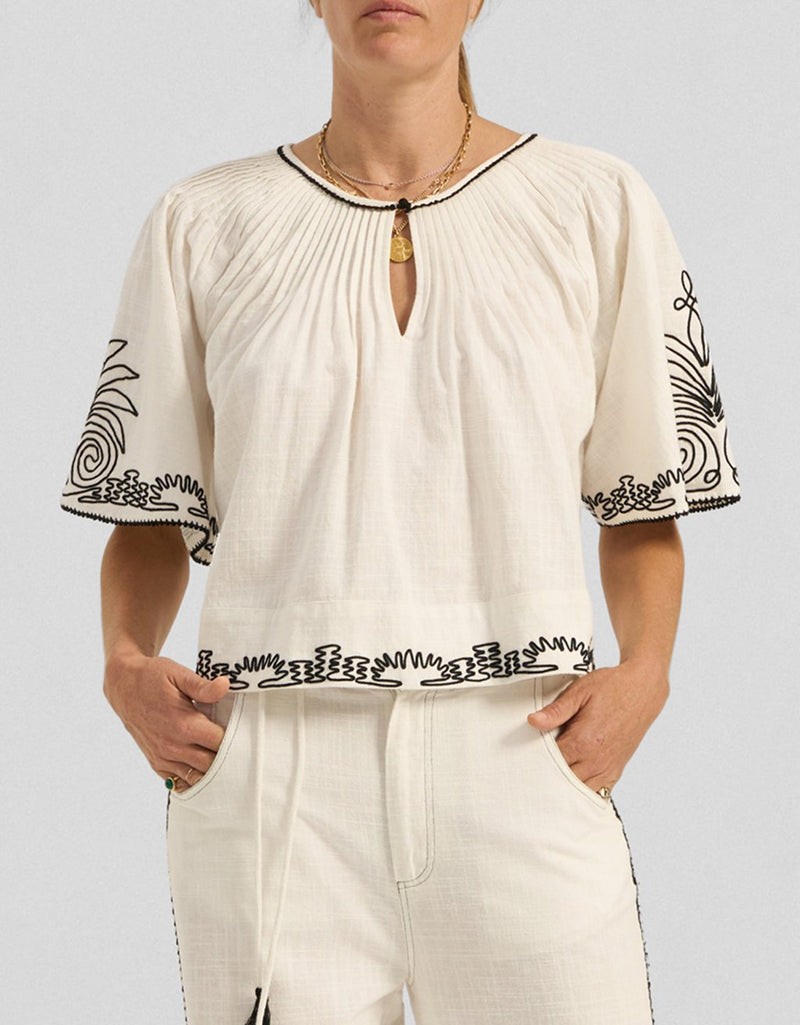 Ilio Nema Calliope Dori Embroidery Top
