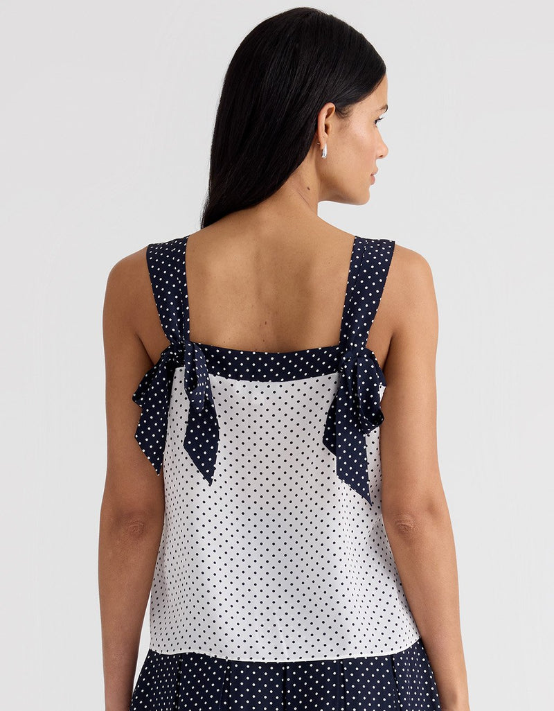 Unsubscribed Tie Shoulder Top in Silk