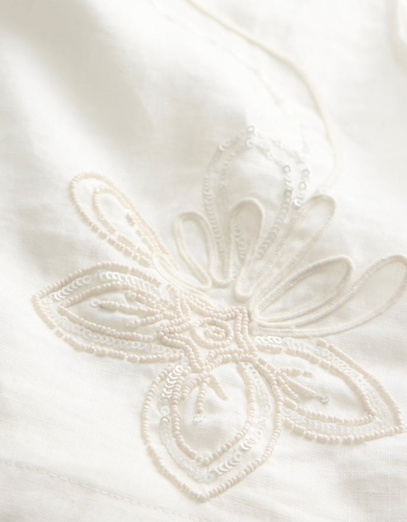 Unsubscribed Embellished Linen Top
