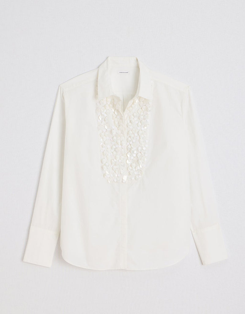Unsubscribed Classic Boyfriend Shirt with Embellished Bib