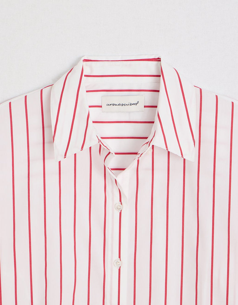 Unsubscribed Mini Boyfriend Shirt in Red Stripe