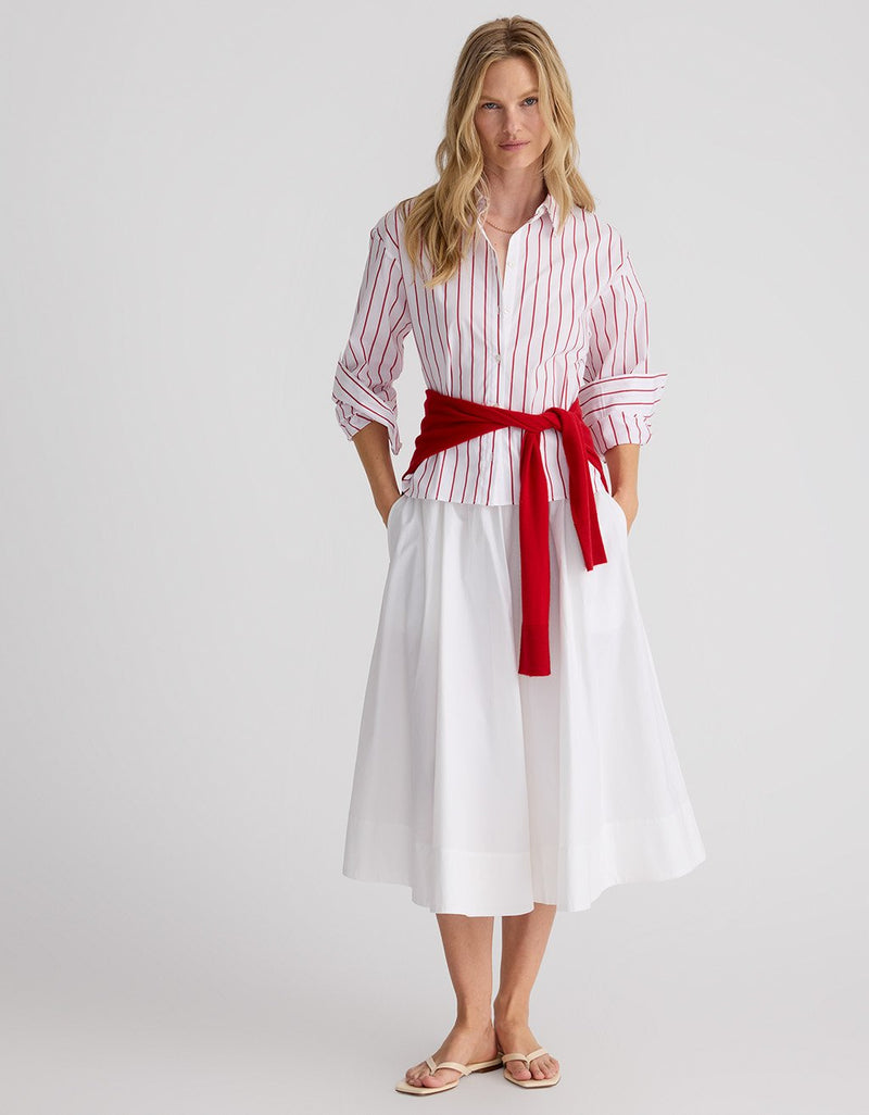 Unsubscribed Mini Boyfriend Shirt in Red Stripe
