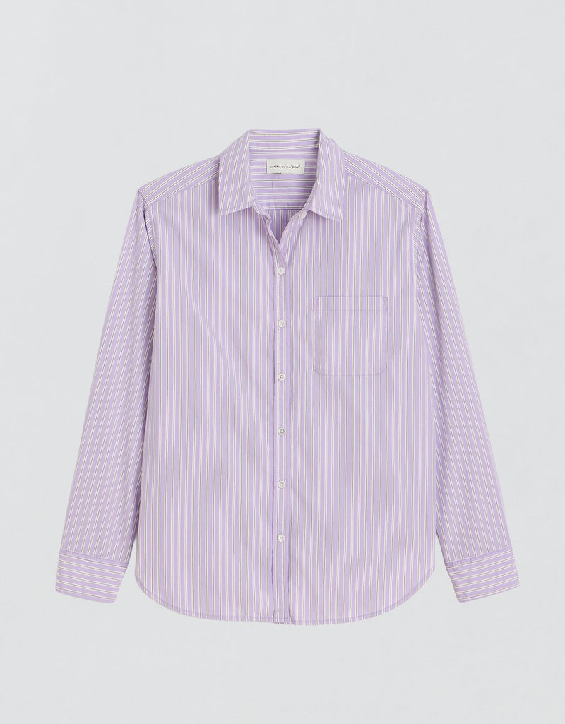 Unsubscribed Classic Boyfriend Shirt in Thomas Mason® Purple Stripe