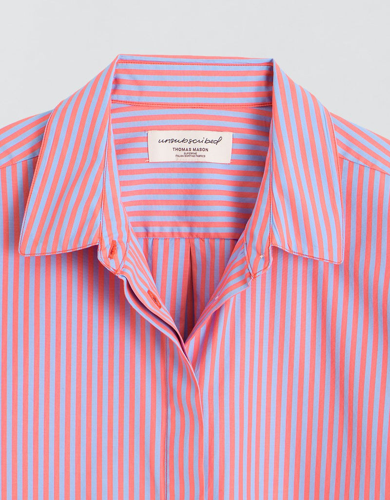 Unsubscribed Clean Boyfriend Shirt in Thomas Mason® Pink/Blue Stripe