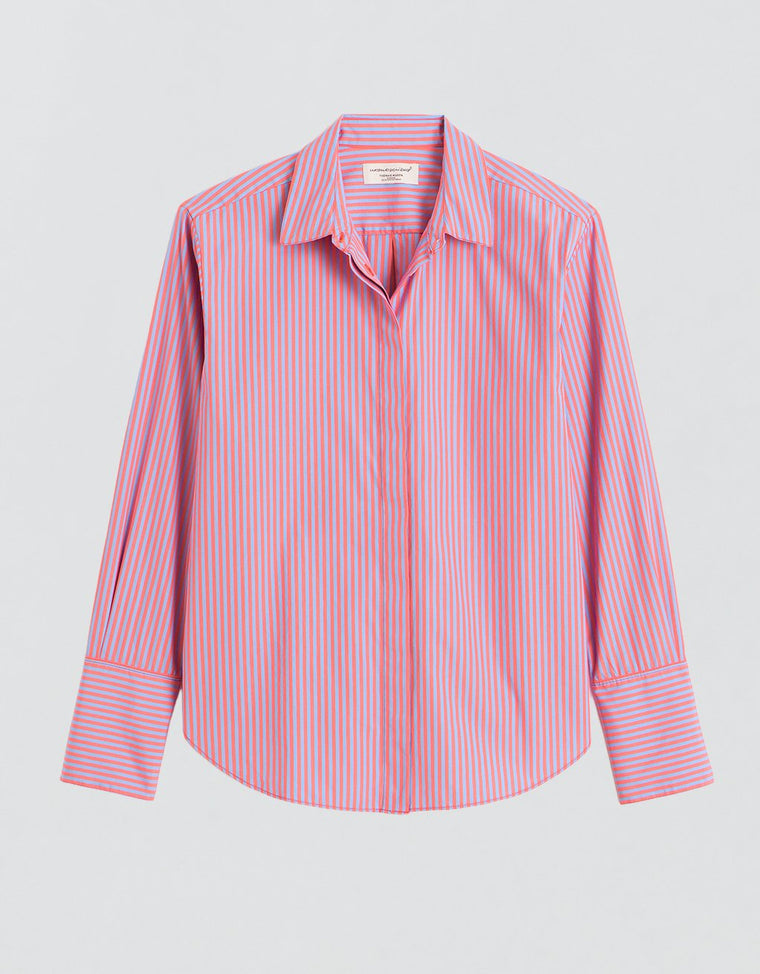 Unsubscribed Clean Boyfriend Shirt in Thomas Mason® Pink/Blue Stripe