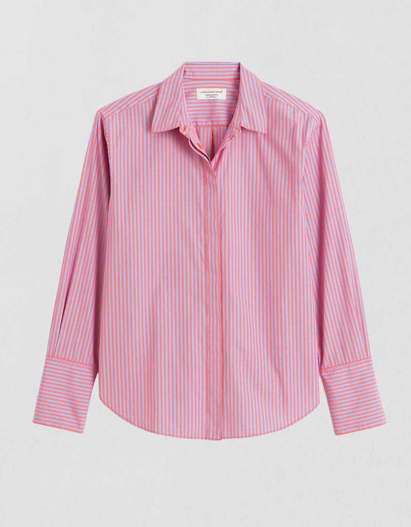 Unsubscribed Clean Boyfriend Shirt in Thomas Mason® Pink/Blue Stripe