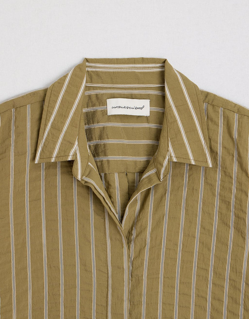 Unsubscribed Rolled Sleeve Shirt in Textured Stripe
