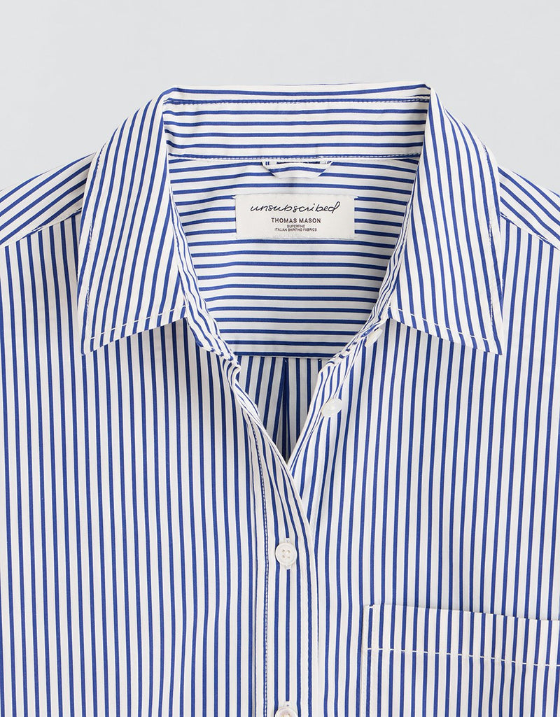Unsubscribed Classic Boyfriend Shirt in Thomas Mason® Navy Stripe