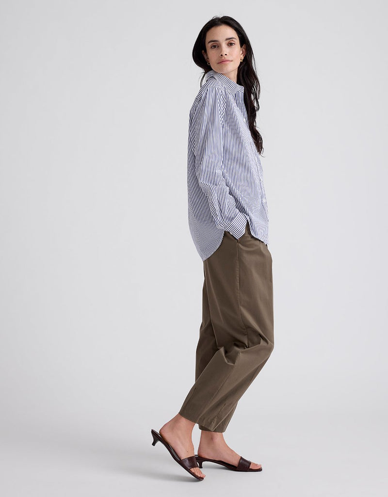 Unsubscribed Classic Boyfriend Shirt in Thomas Mason® Navy Stripe