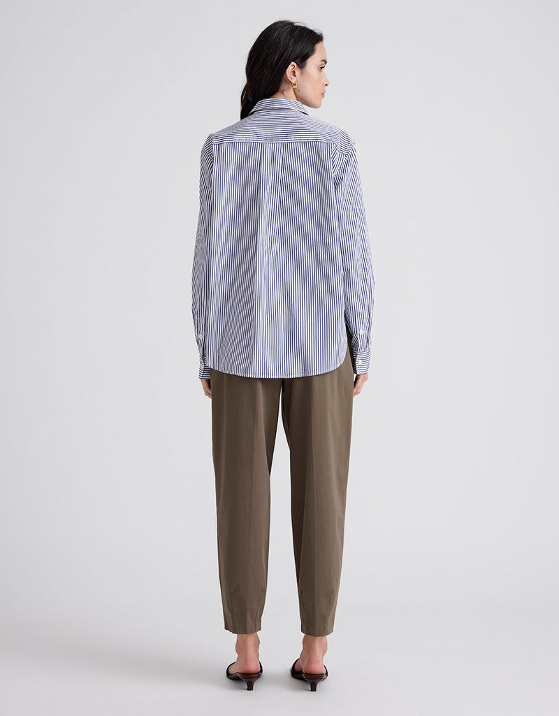 Unsubscribed Classic Boyfriend Shirt in Thomas Mason® Navy Stripe