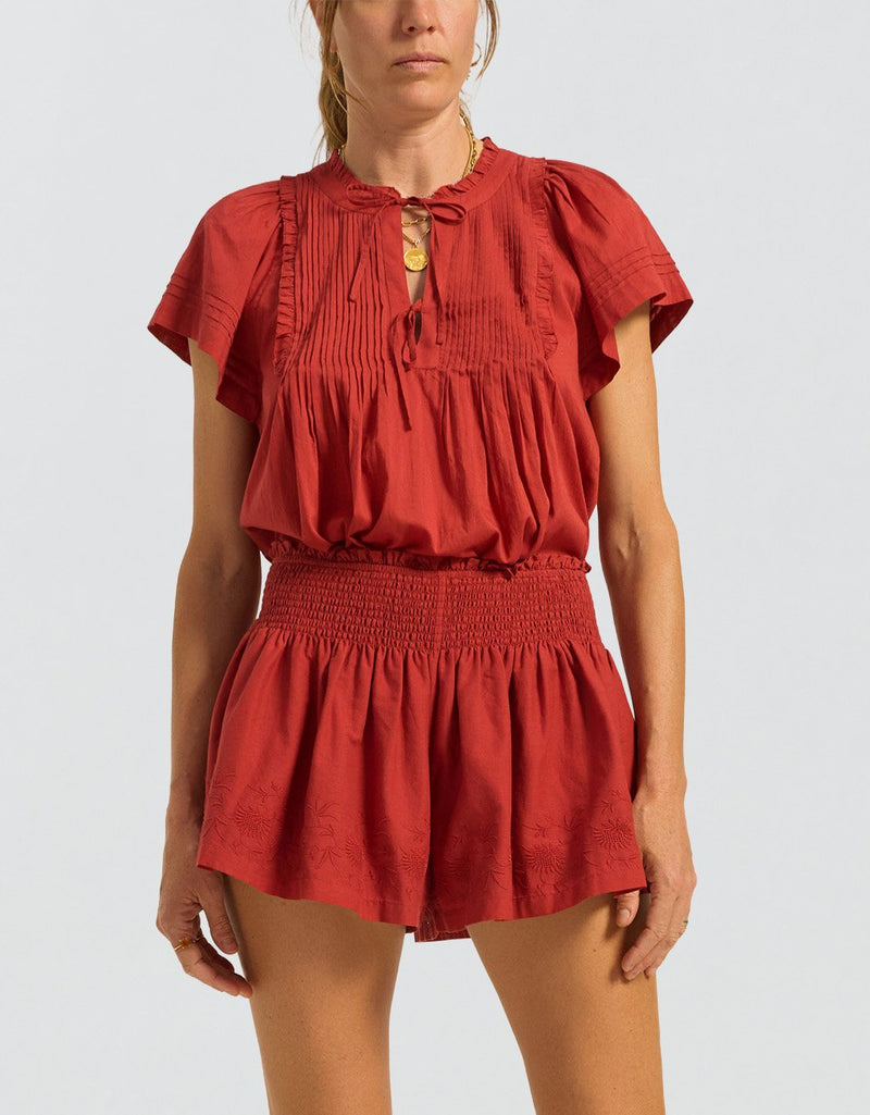 Ilio Nema Zelda Red Cotton Voile Top