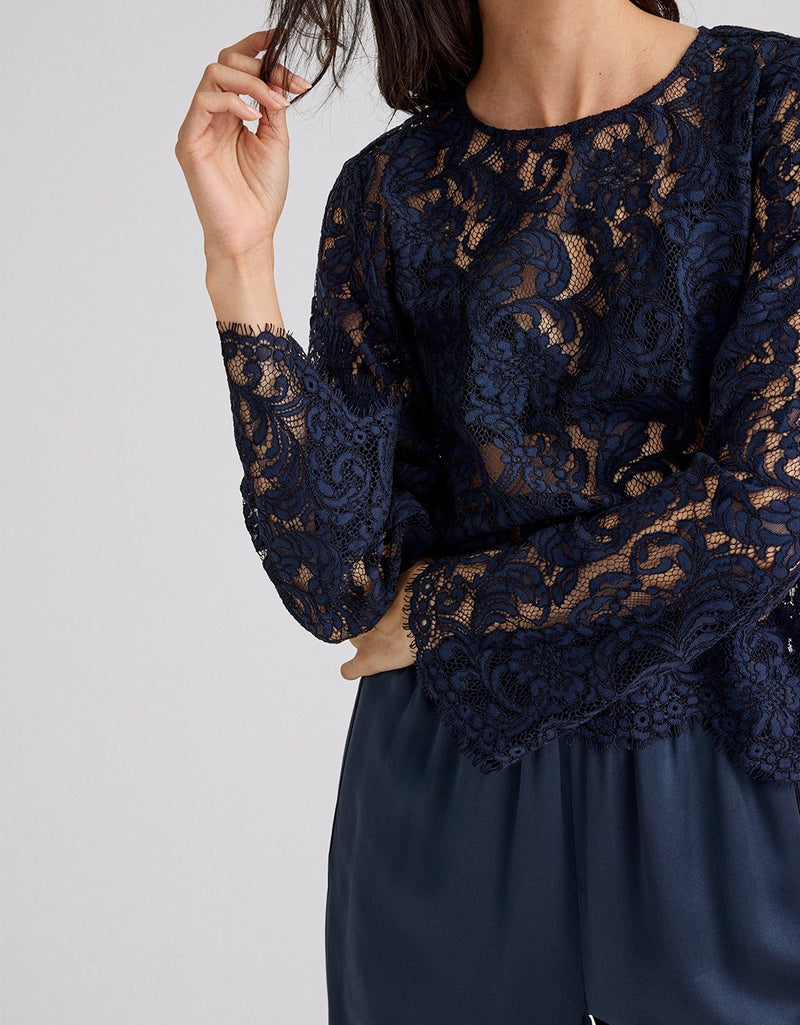 Unsubscribed Lace Top with Bell Sleeves