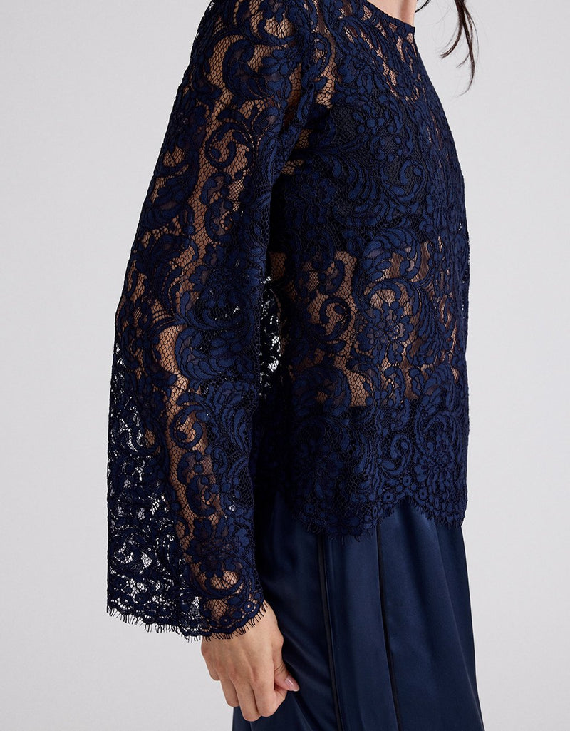 Unsubscribed Lace Top with Bell Sleeves