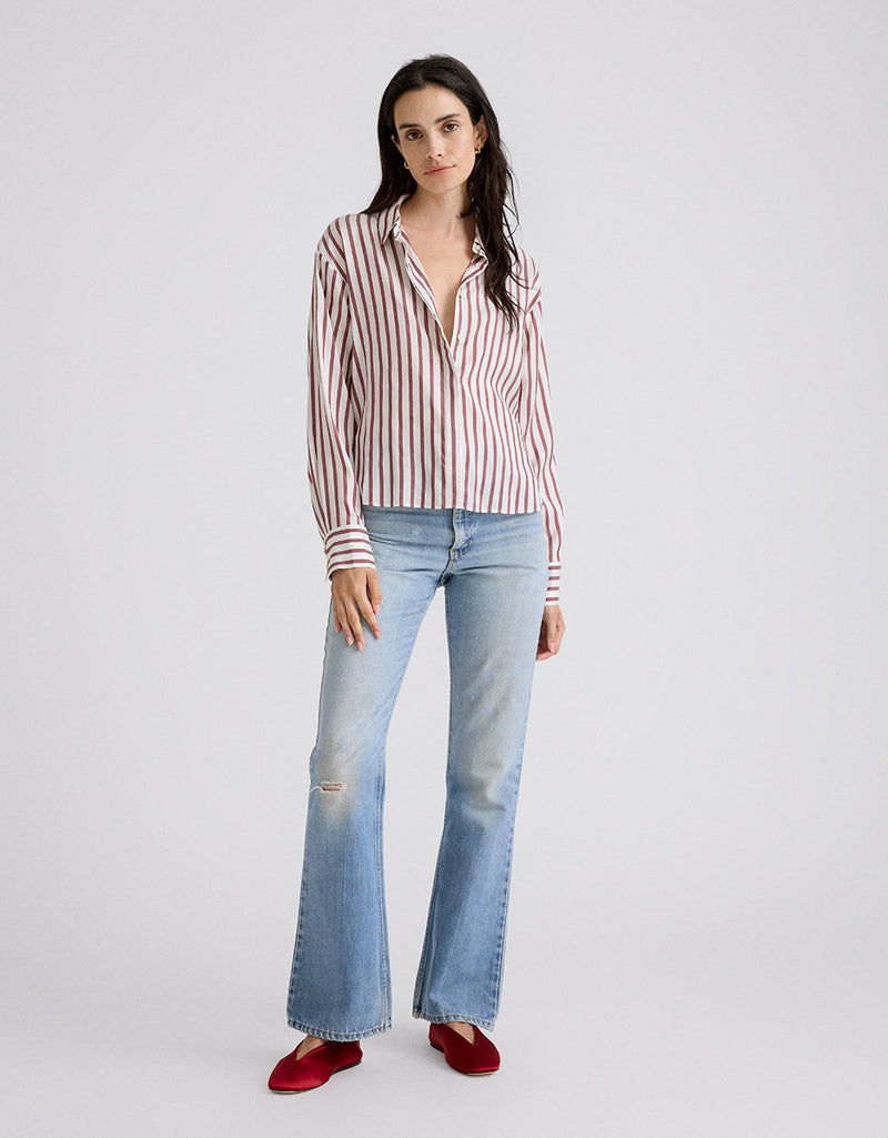 Unsubscribed Mini Boyfriend Shirt in Silk Stripe