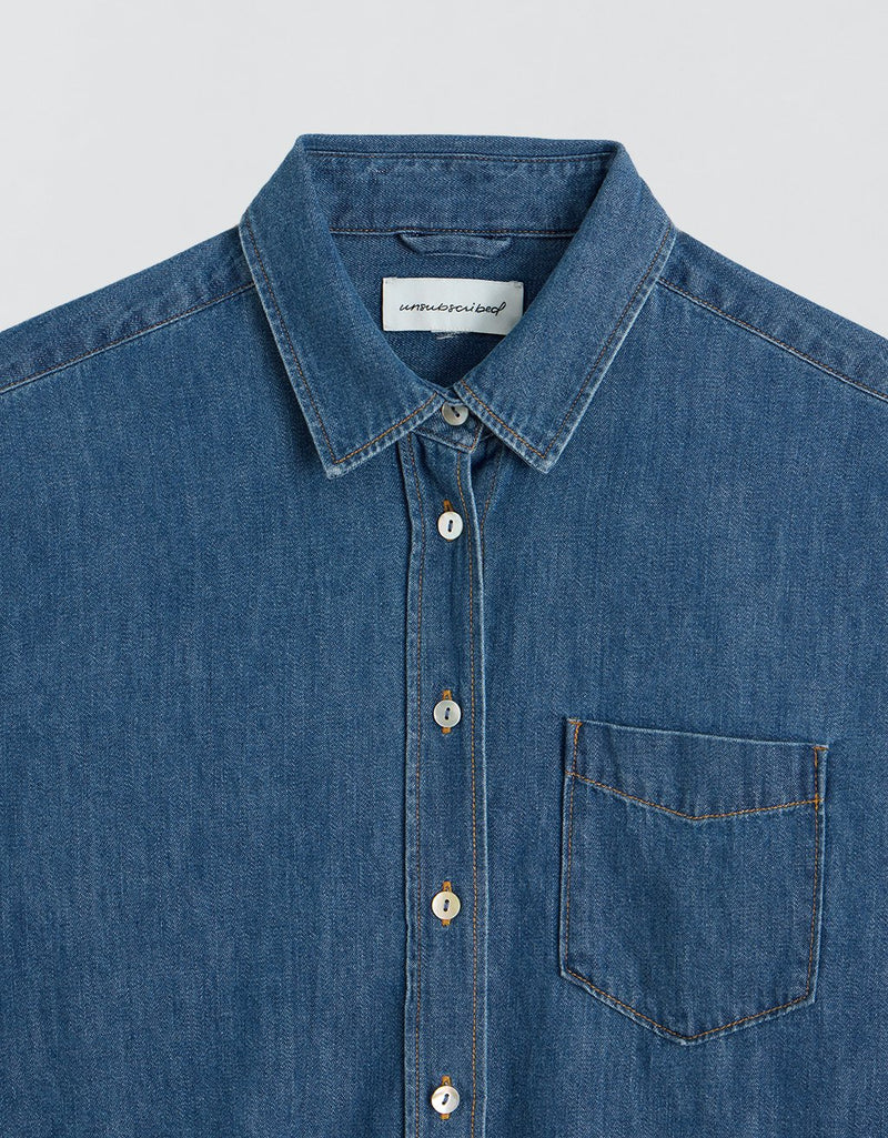 Unsubscribed Classic Boyfriend Shirt in Chambray