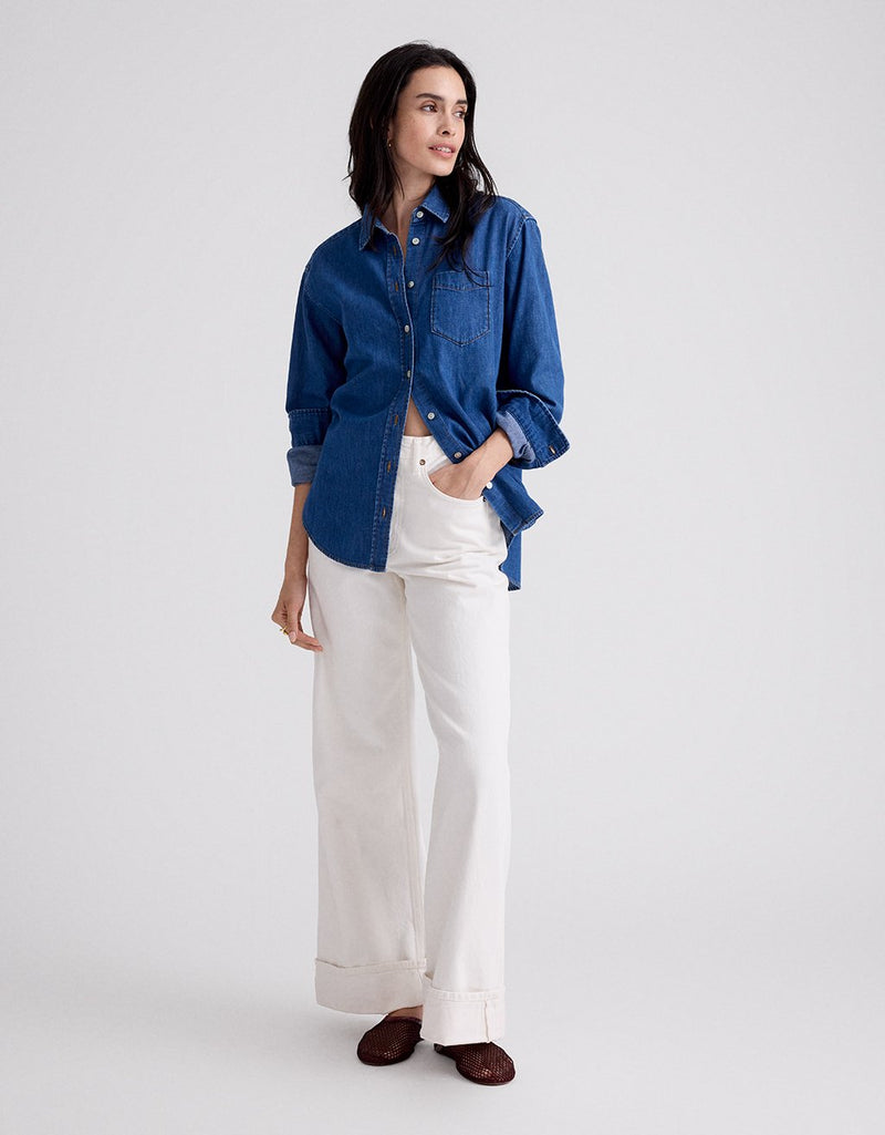 Unsubscribed Classic Boyfriend Shirt in Chambray