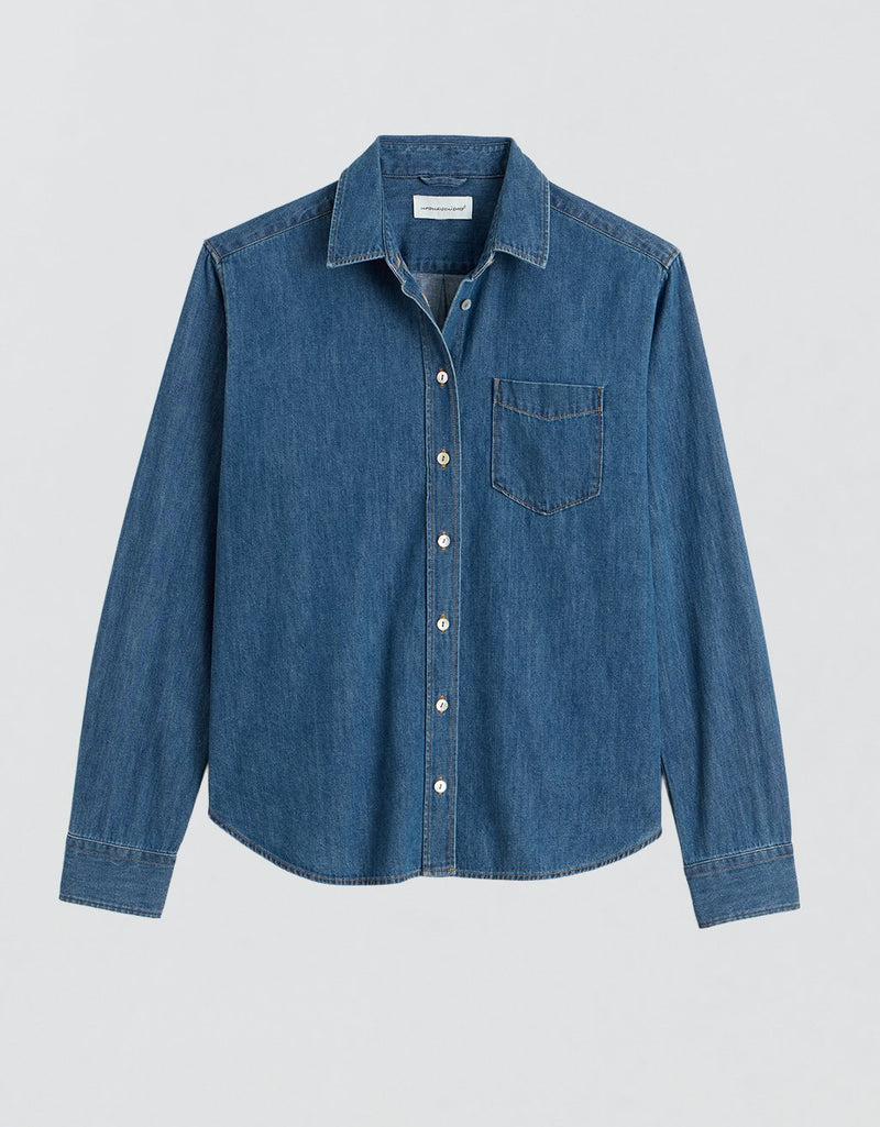 Unsubscribed Classic Boyfriend Shirt in Chambray