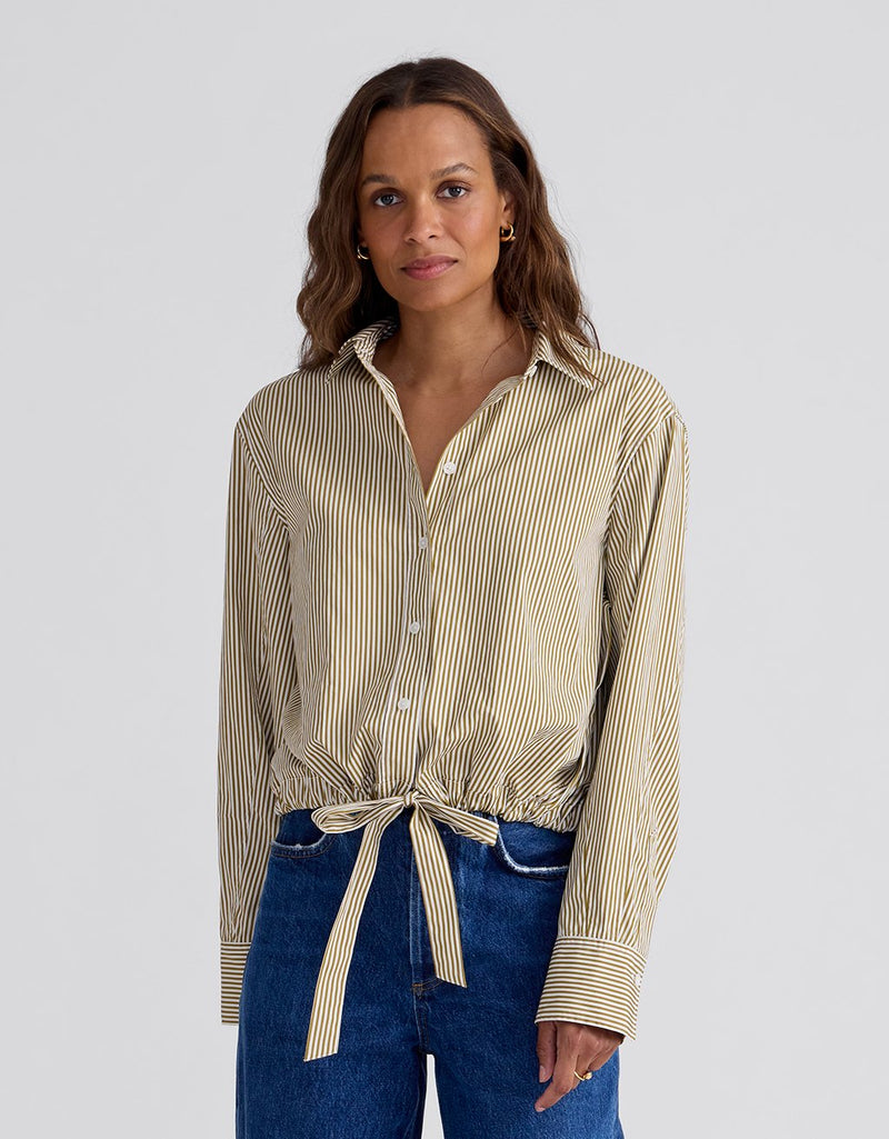 Unsubscribed Bubble Shirt in Thomas Mason™ Green Stripe