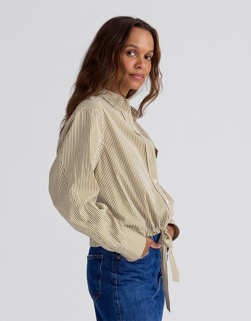 Unsubscribed Bubble Shirt in Thomas Mason™ Green Stripe