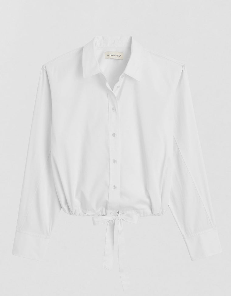 Unsubscribed Drawstring Hem Shirt in Sateen