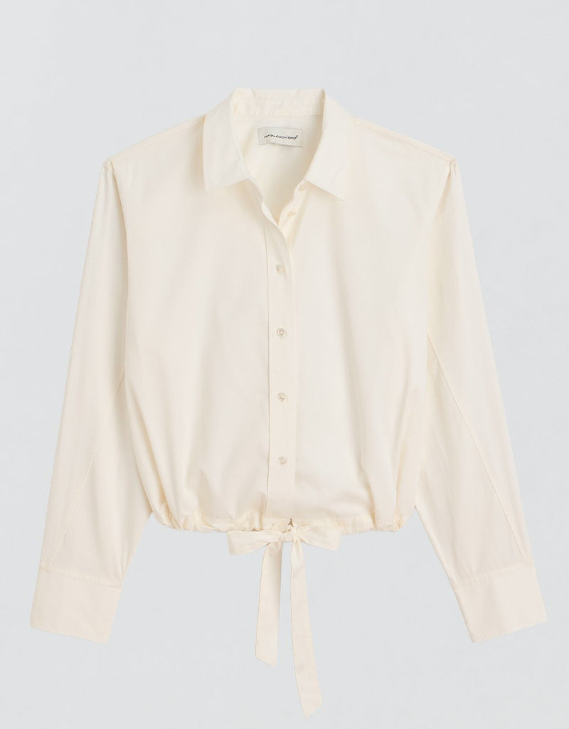 Unsubscribed Drawstring Hem Shirt in Sateen
