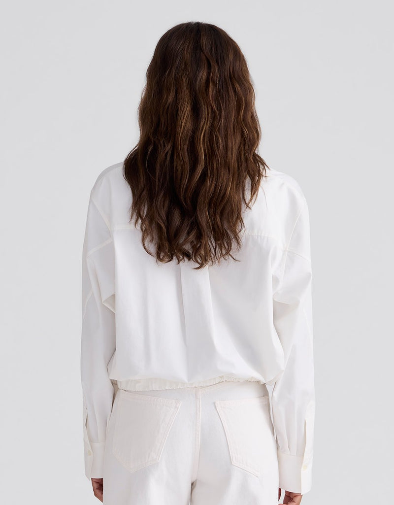 Unsubscribed Drawstring Hem Shirt in Sateen