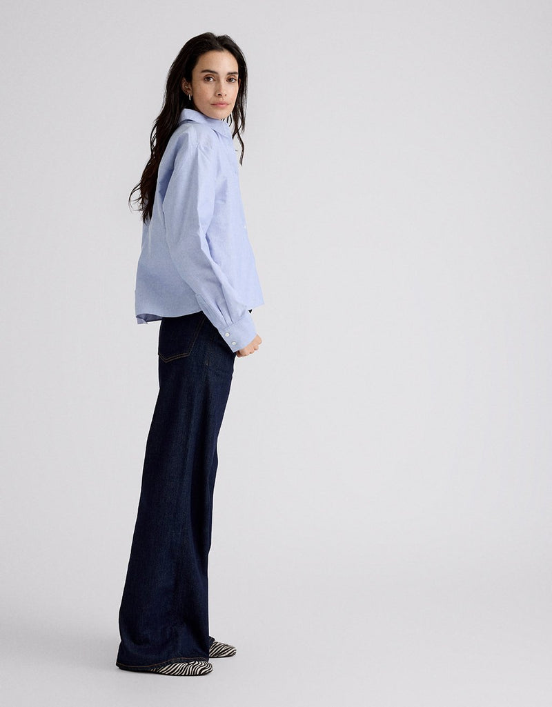Unsubscribed Mini Boyfriend Shirt in Blue Oxford