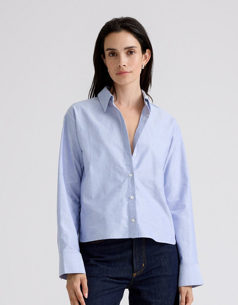 Unsubscribed Mini Boyfriend Shirt in Blue Oxford