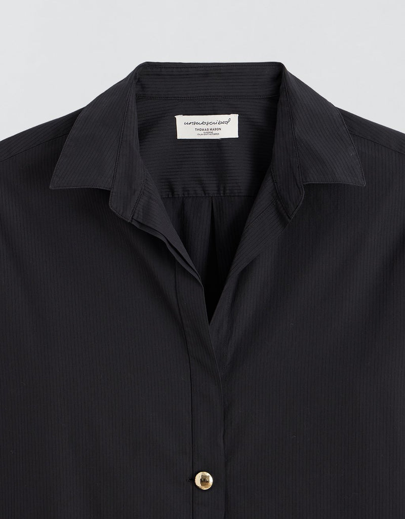 Unsubscribed Clean Boyfriend Shirt with Statement Button
