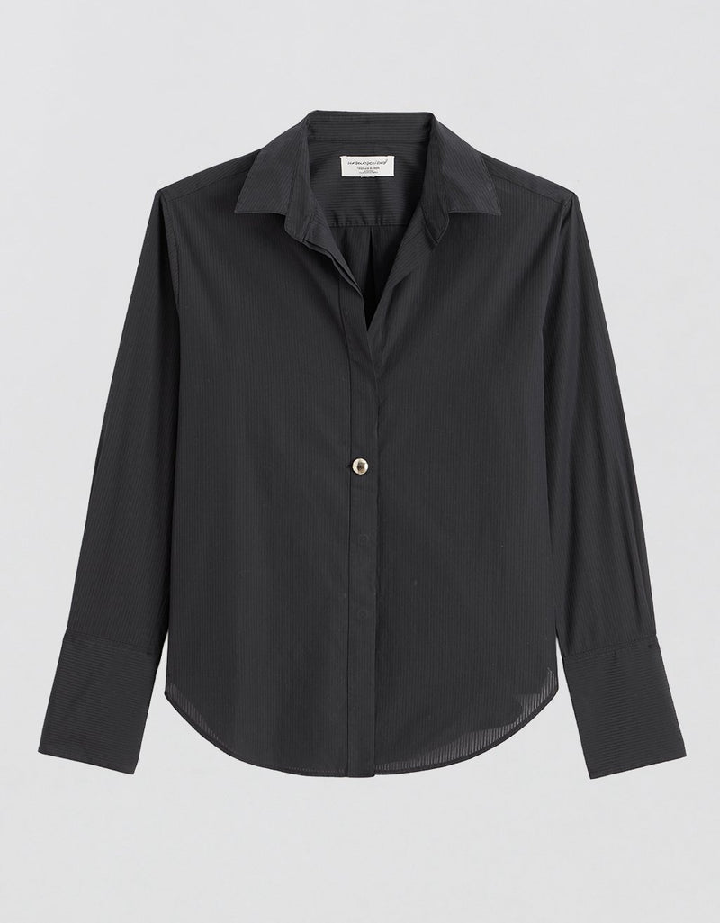 Unsubscribed Clean Boyfriend Shirt with Statement Button