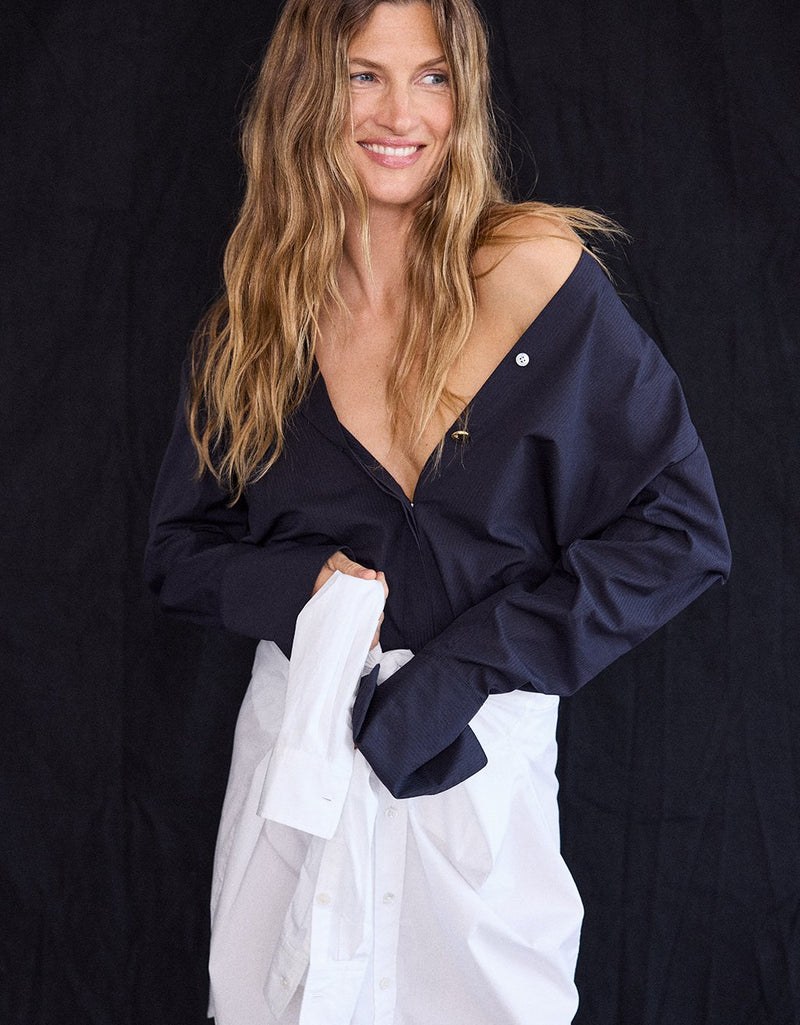 Unsubscribed Clean Boyfriend Shirt with Statement Button