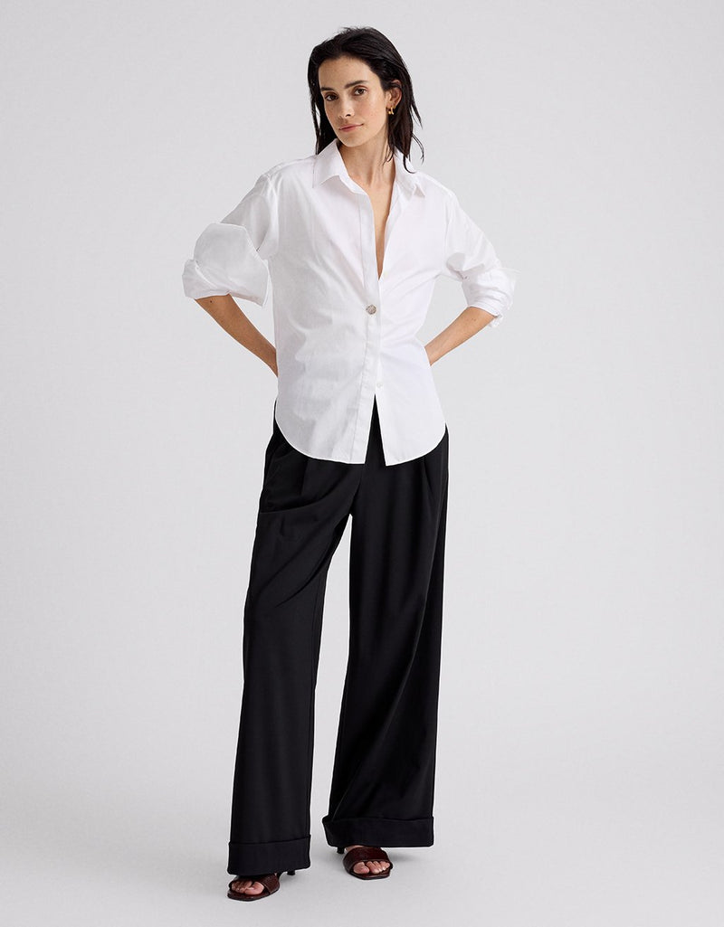Unsubscribed Clean Boyfriend Shirt with Statement Button