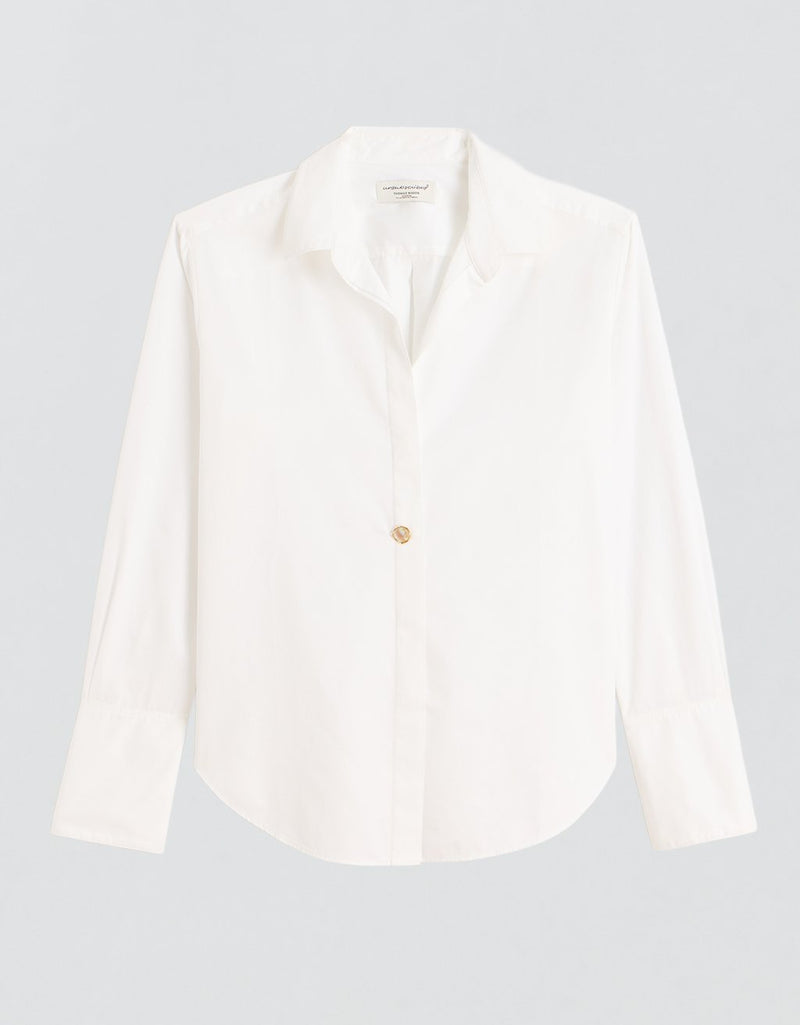 Unsubscribed Clean Boyfriend Shirt with Statement Button