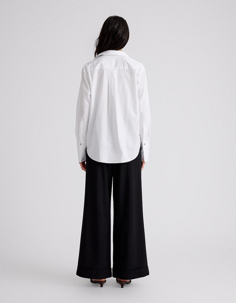 Unsubscribed Clean Boyfriend Shirt with Statement Button