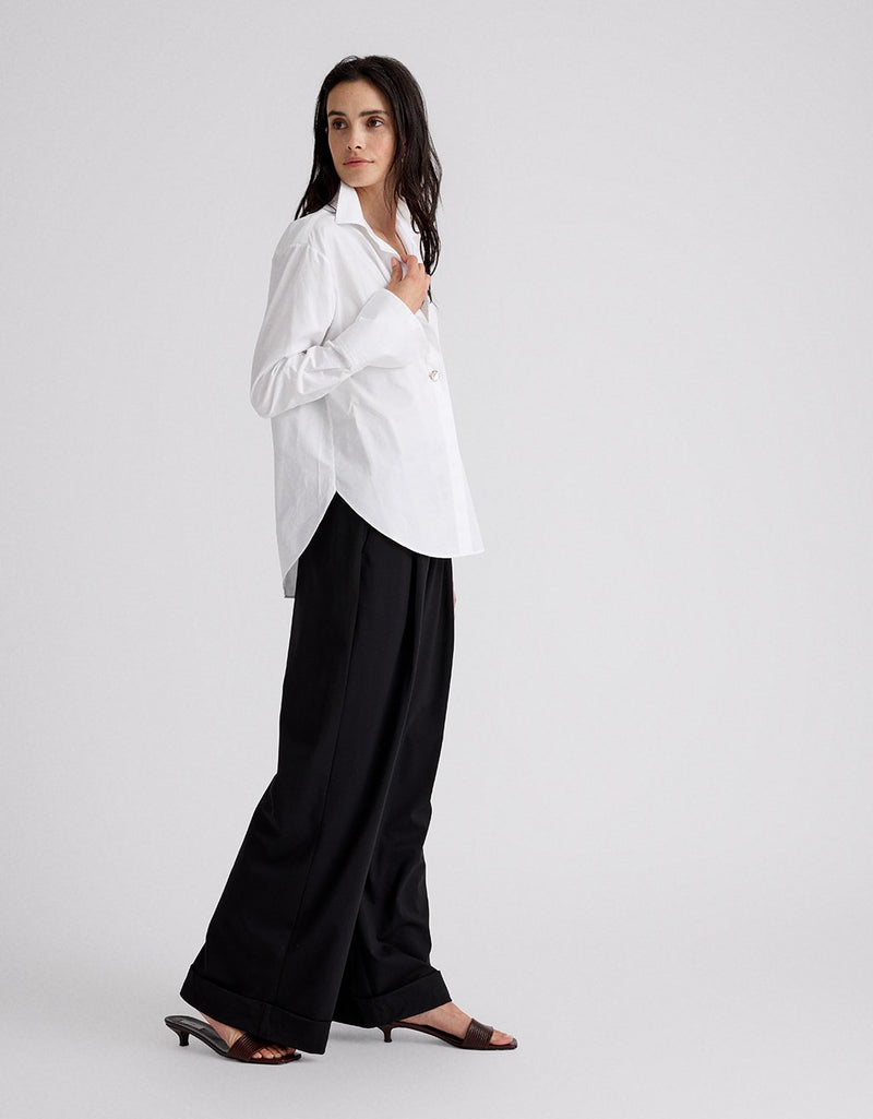 Unsubscribed Clean Boyfriend Shirt with Statement Button