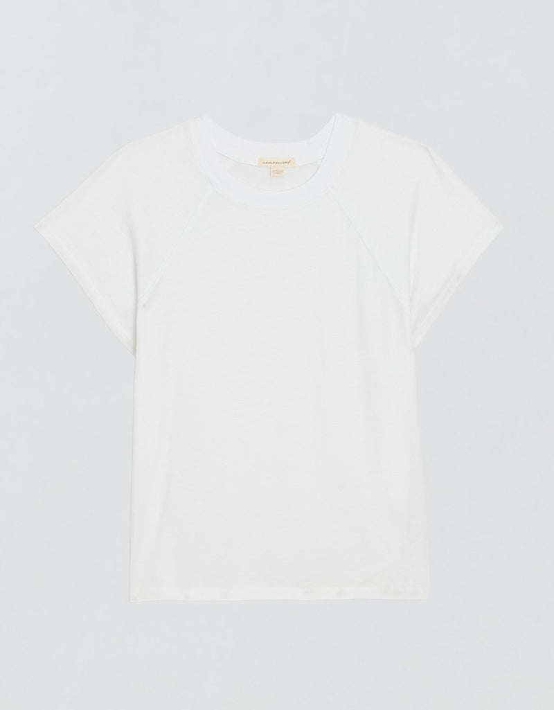 White raglan t-shirt on a white background