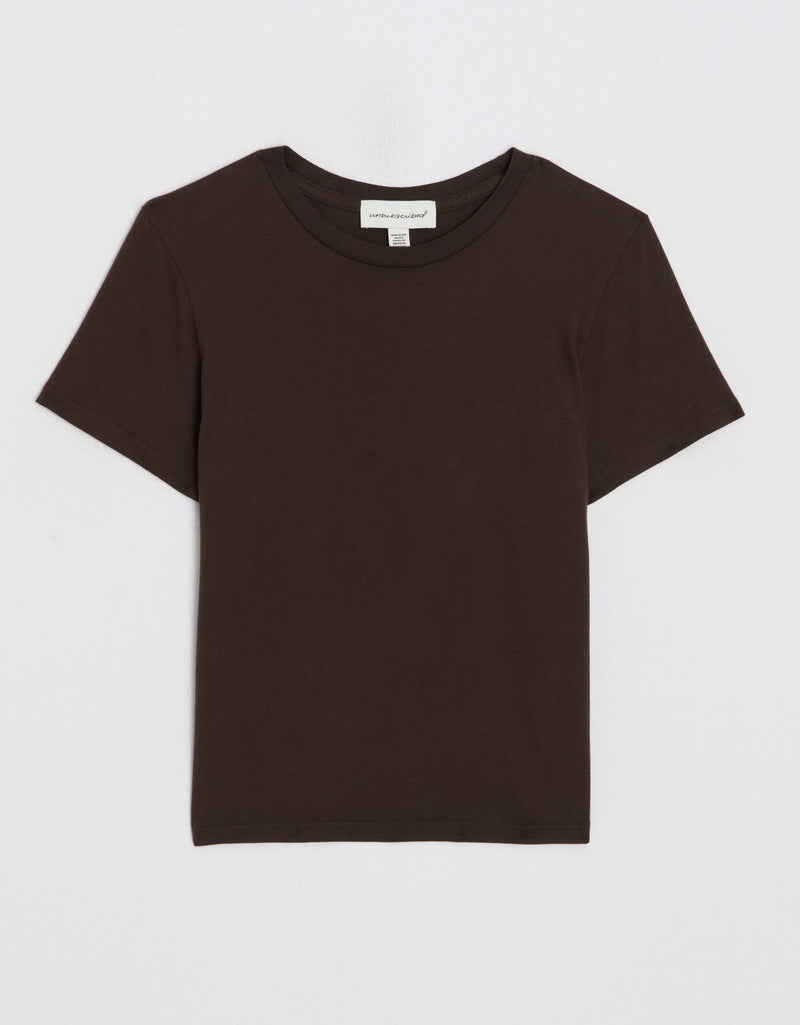 Brown t-shirt on a light gray background