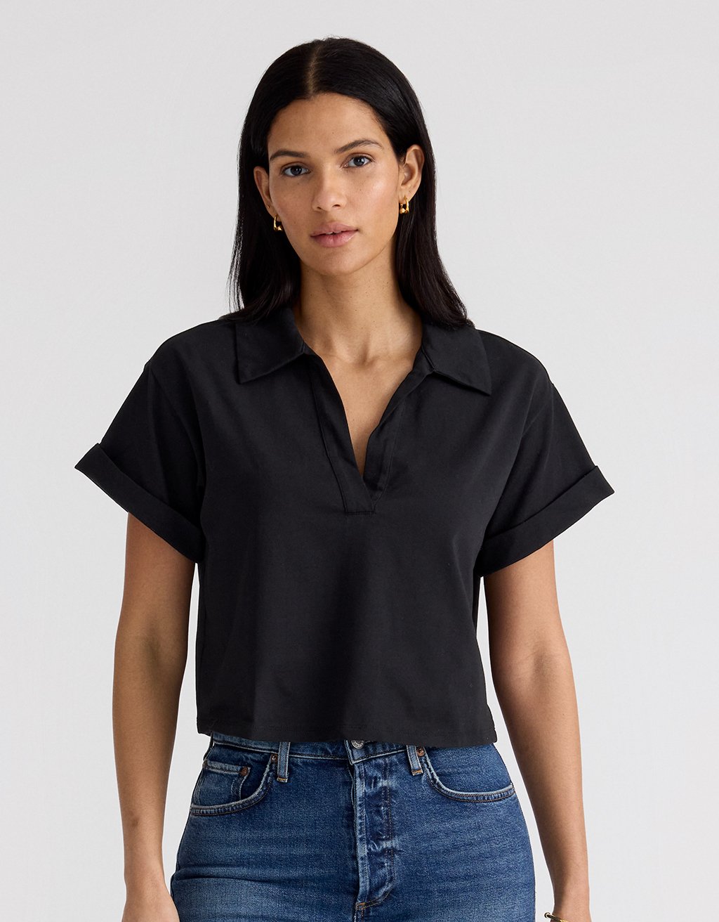 Unsubscribed Polo Popover Tee in Black