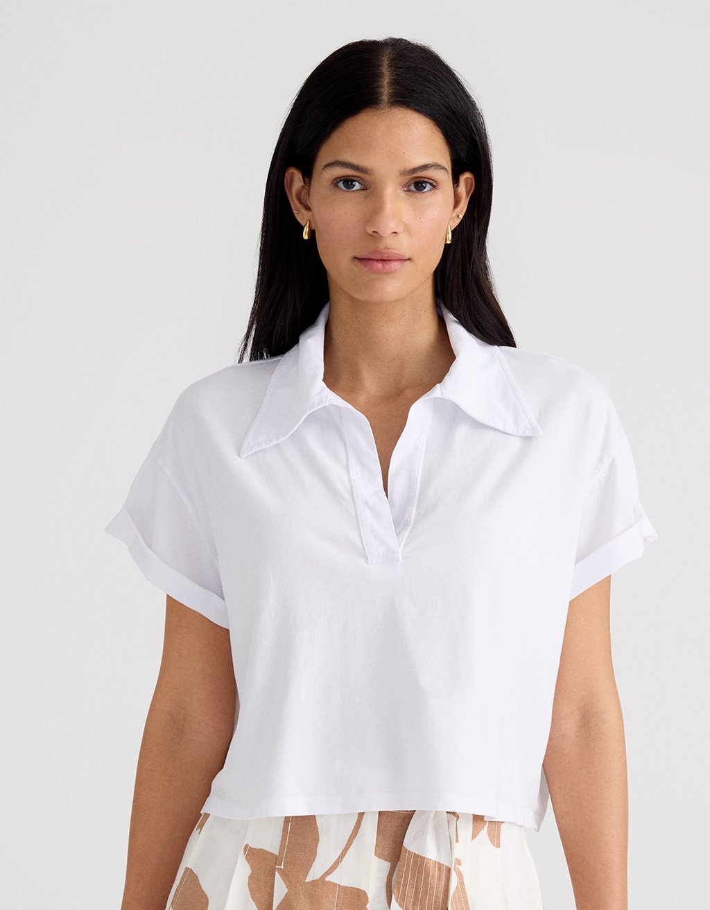 Unsubscribed Polo Popover Tee in White