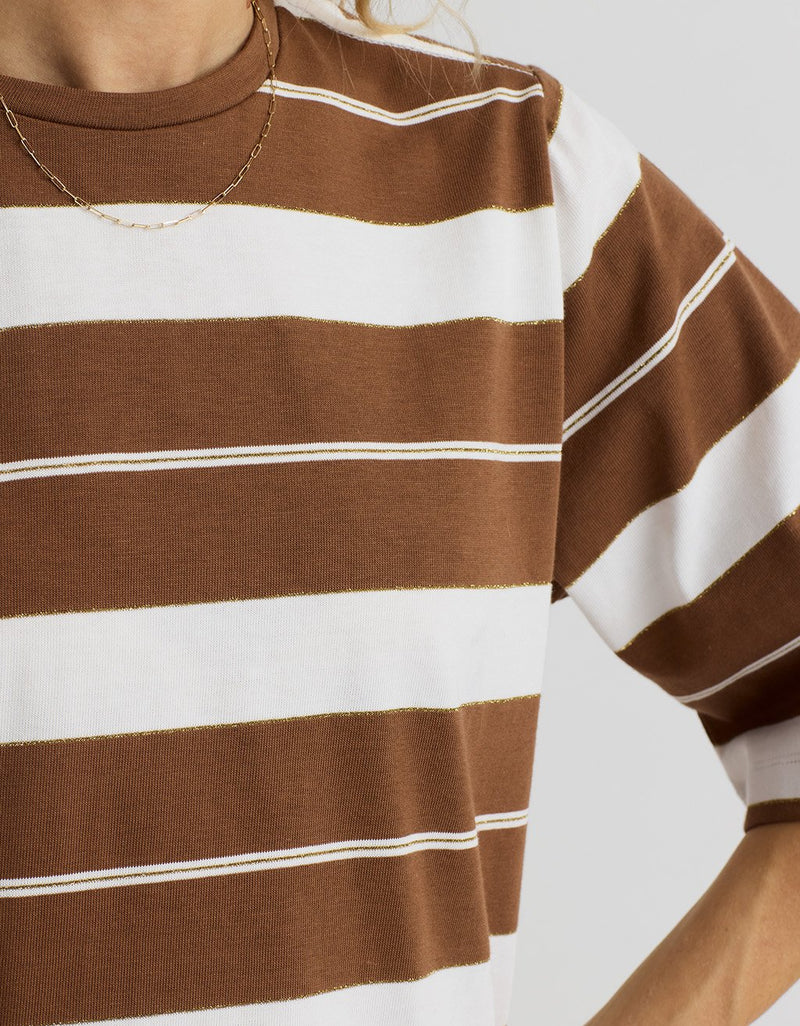 Unsubscribed Boxy Tee in Shimmer Stripe