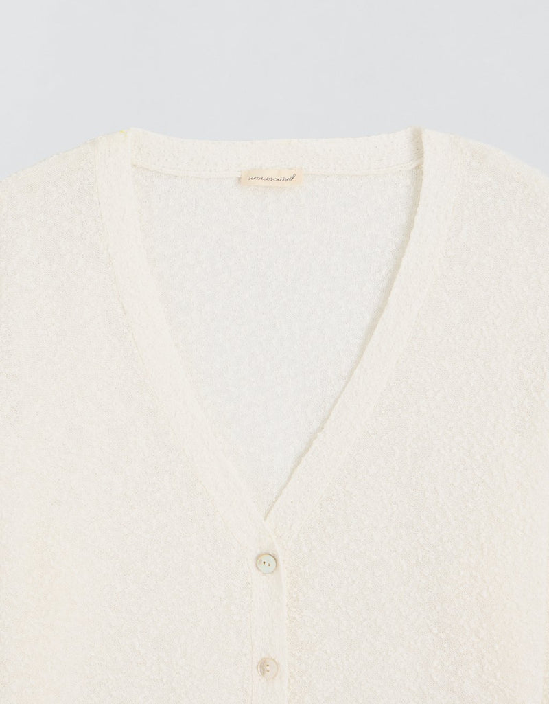 Unsubscribed Bouclé Elbow-sleeve Cardigan