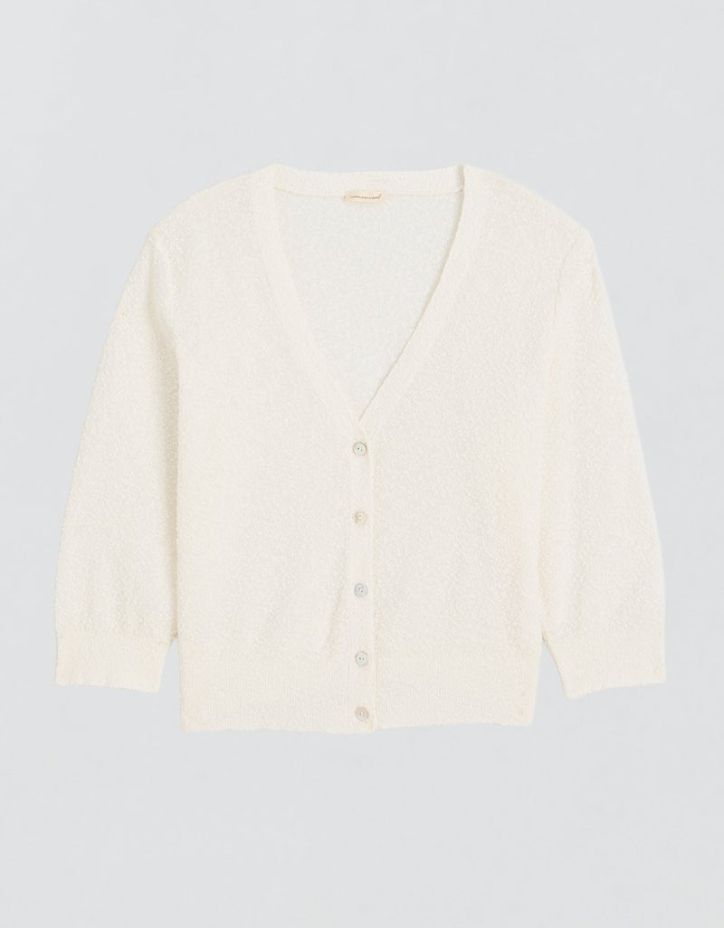 Unsubscribed Bouclé Elbow-sleeve Cardigan