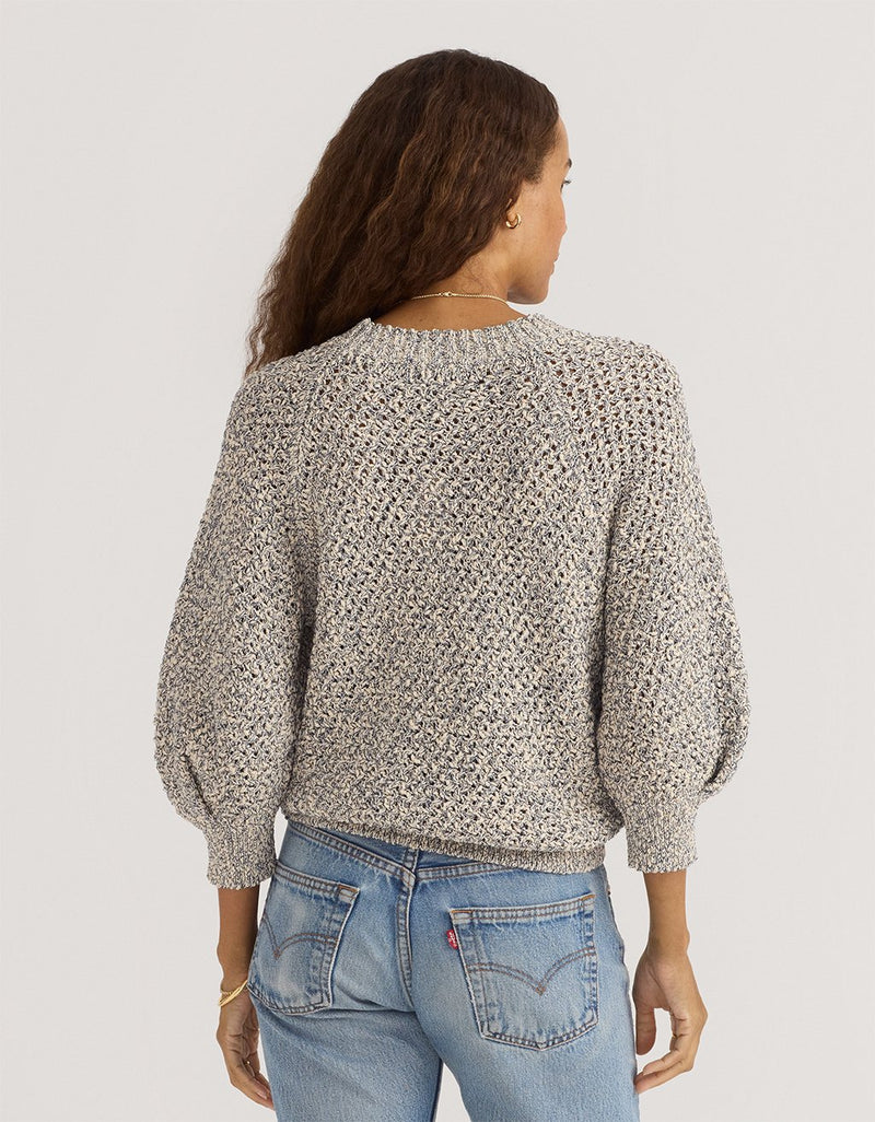 Unsubscribed Marled Cotton Puff Sleeve Sweater