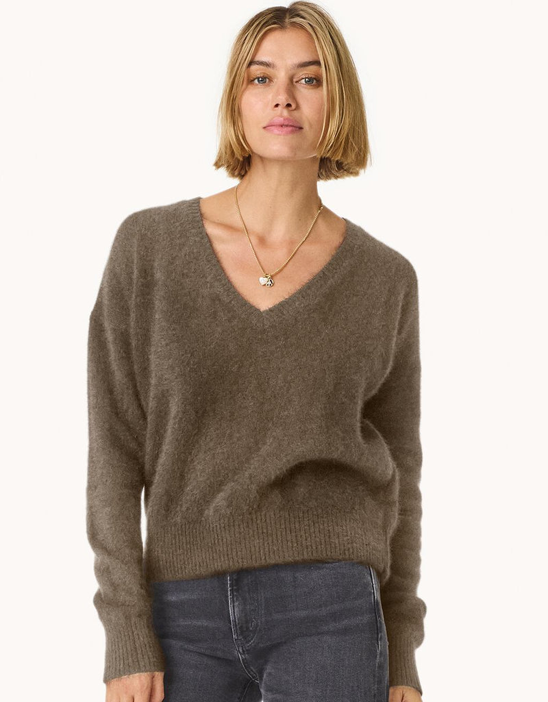 Unsubscribed Brushed V-Neck Sweater