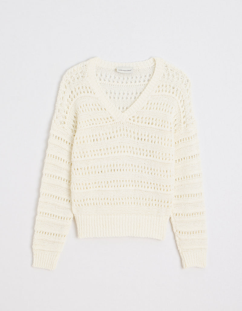 Unsubscribed Tape Yarn V-Neck Sweater