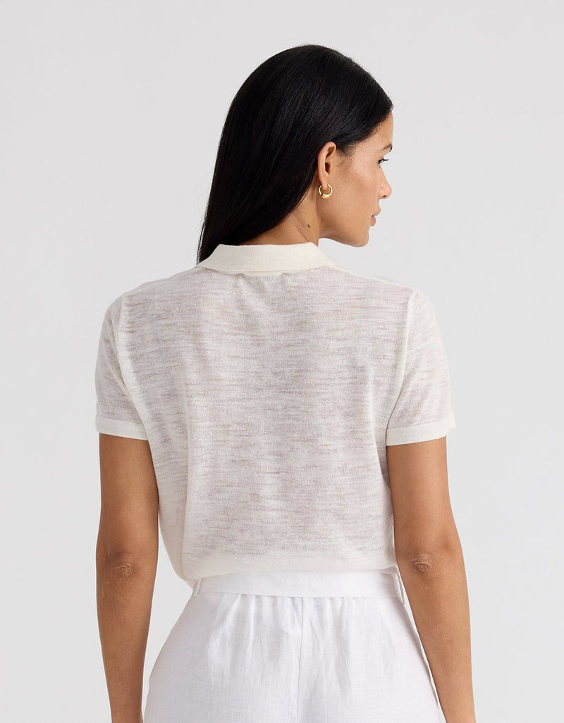 Unsubscribed Linen Polo Sweater